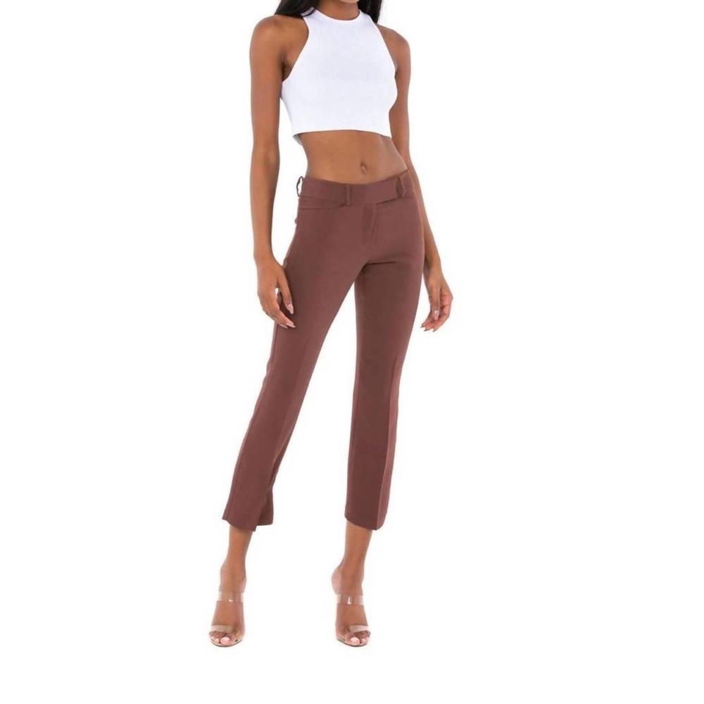 Amanda Uprichard Paris Pants Medium Brown Cropped Low Rise Clean Girl Fall Chic